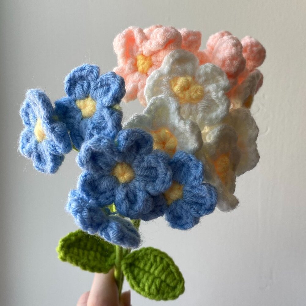 Handmade Crochet Flower Bouquet Cottage Anniversary Birthday Valentine's Gift